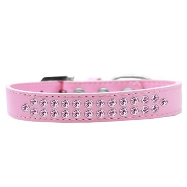 Unconditional Love Two Row Light Pink Crystal Dog CollarLight Pink Size 16 UN847206